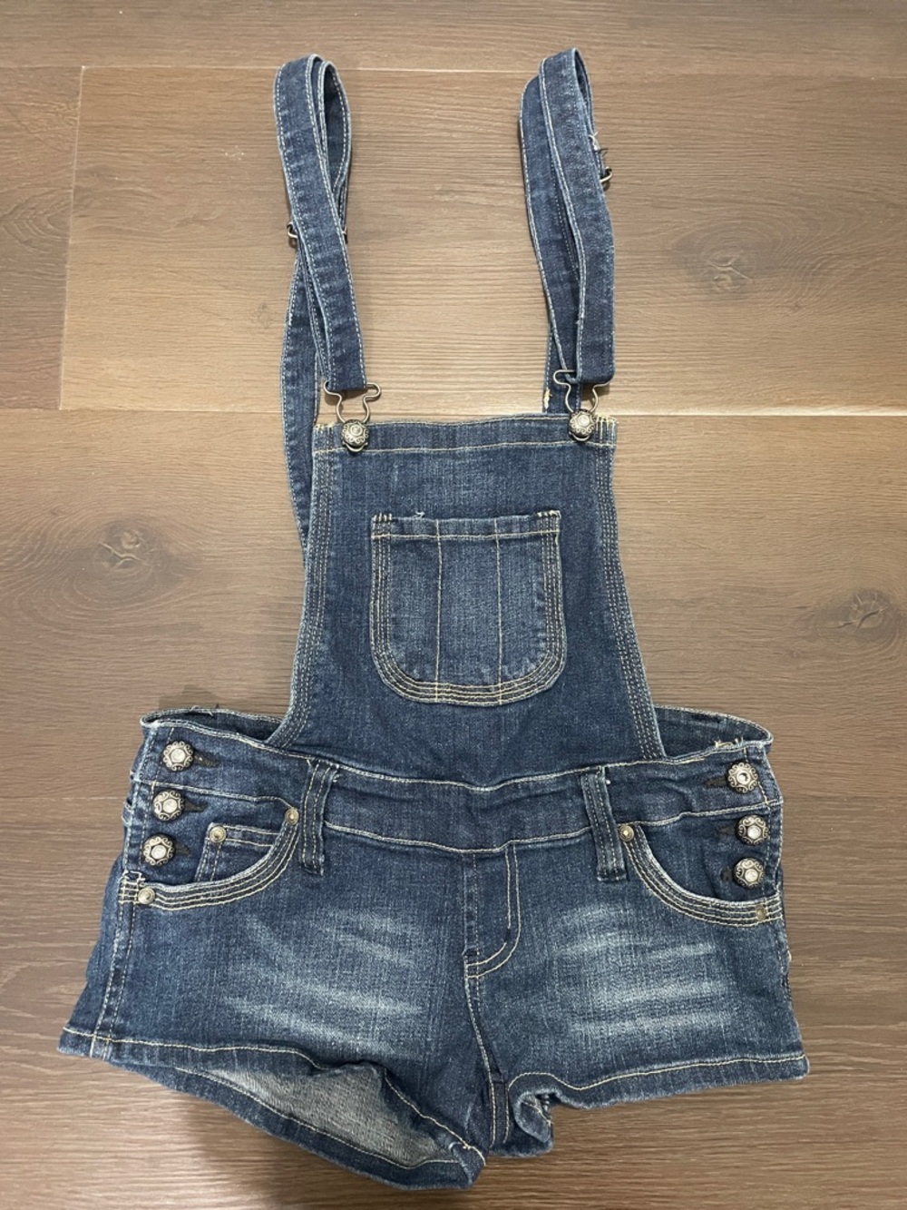 Dark Blue Denim Short Overalls